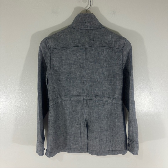 Caslon Women’s Cinch Waist Linen Utility Jacket Heather Black Small Petite - Picture 10 of 10